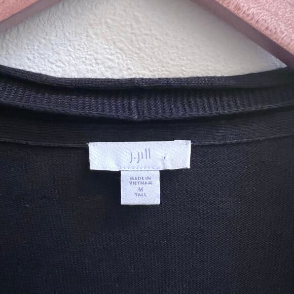 J. Jill Black Linen Blend Lightweight Open Front Cardigan Women's Size M Tall - Picture 4 of 5